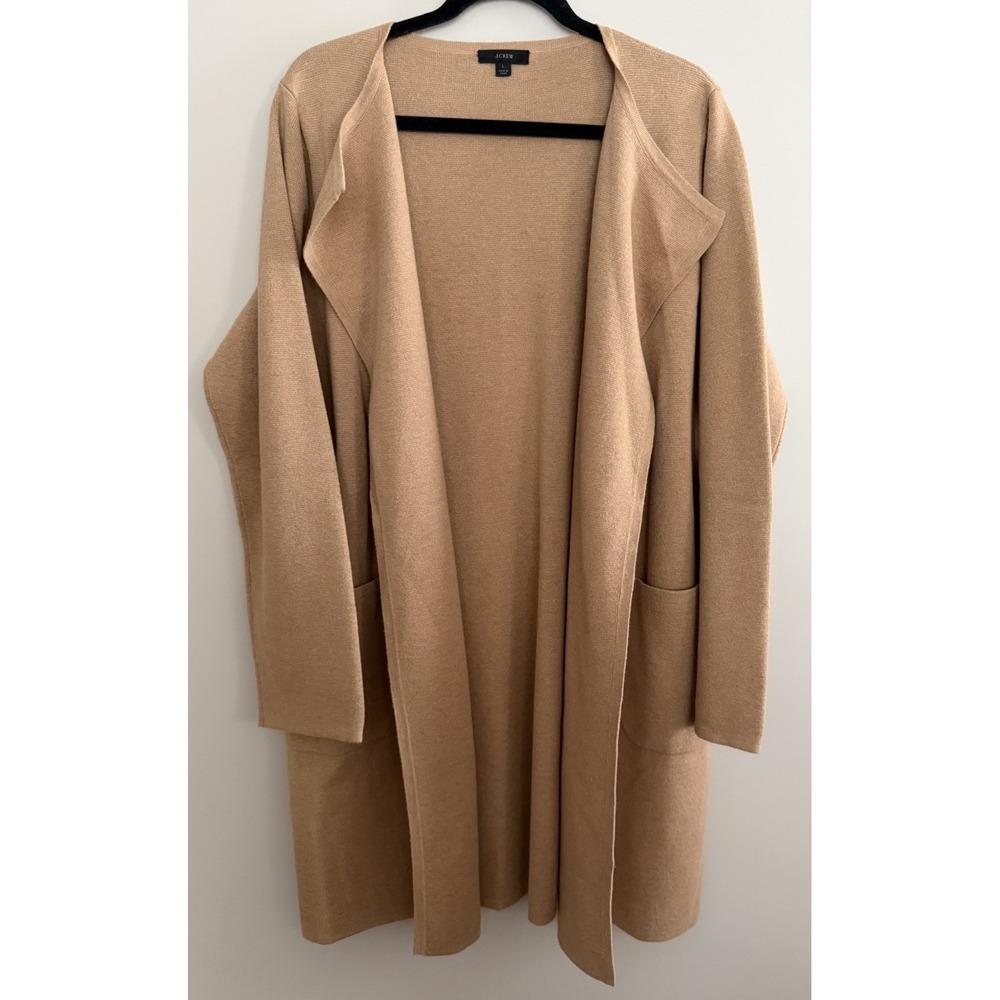 J. Crew Juliette Collarless Sweater Blazer Camel Women's Size Large